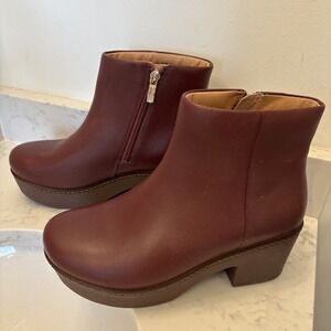 Fitflop Burgundy Leather Ankle Boots